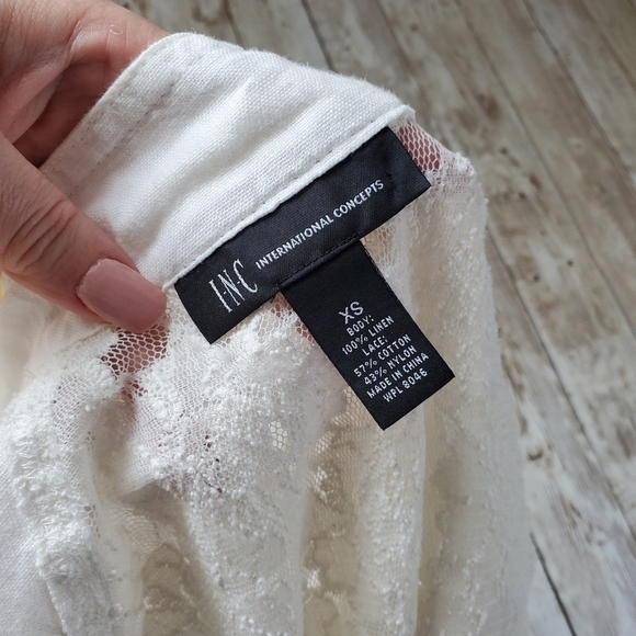 INC International Concepts 100% Linen Solid White Sleeveless Lace Vest Sz Xs - Picture 5 of 5